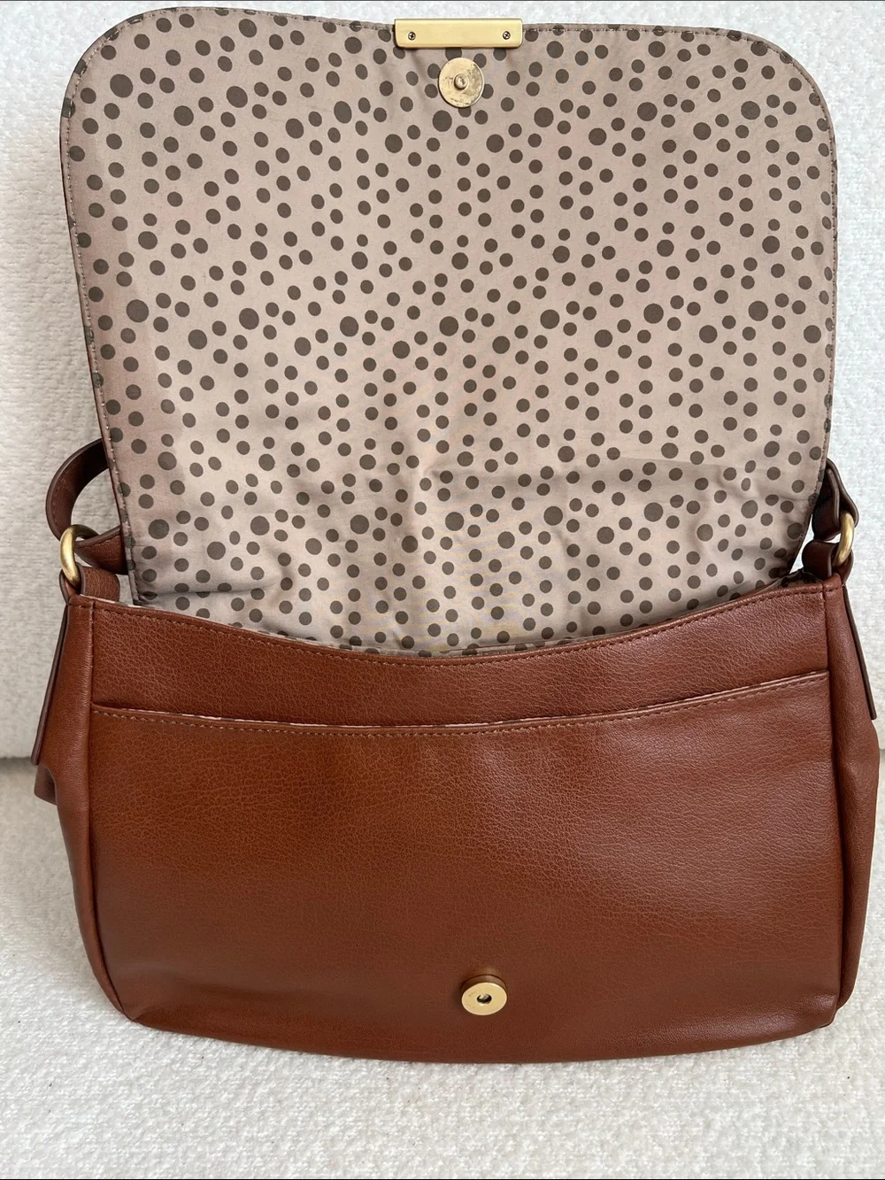 Relic Cognac Brown Pebbled Leather Flap Crossbody Bag